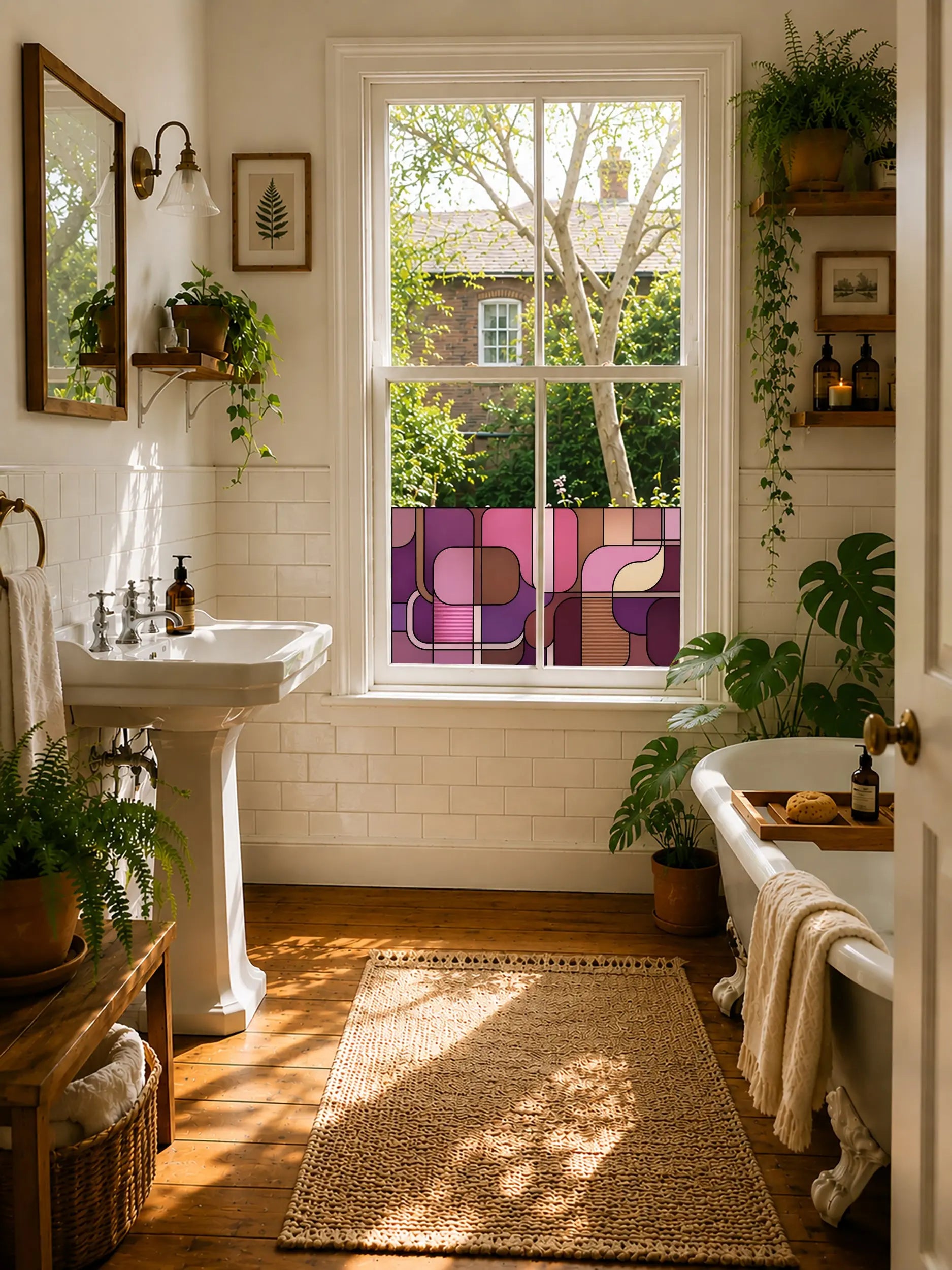 Privacy Window Film | Mid-Century Geometric Design