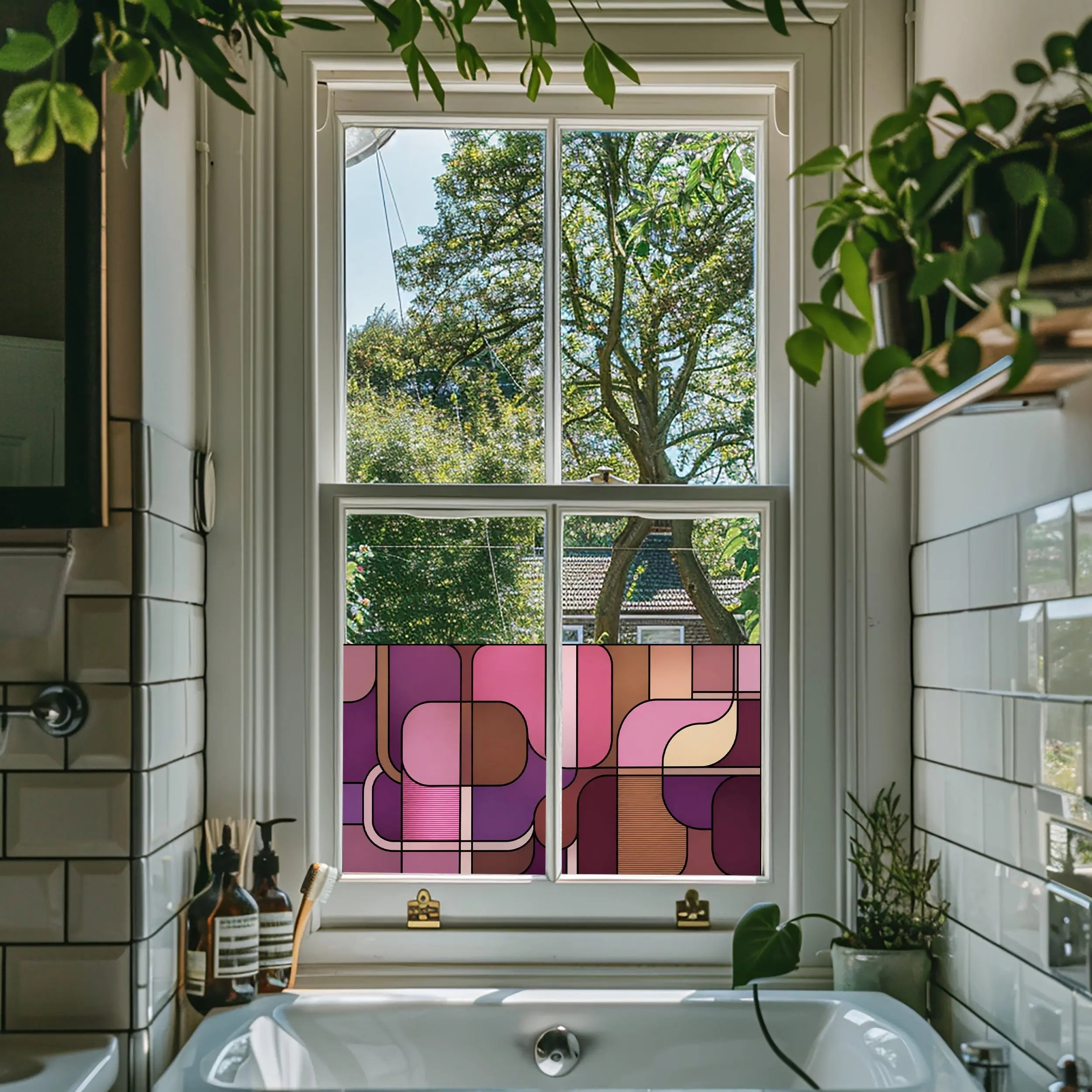 Privacy Window Film | Mid-Century Geometric Design