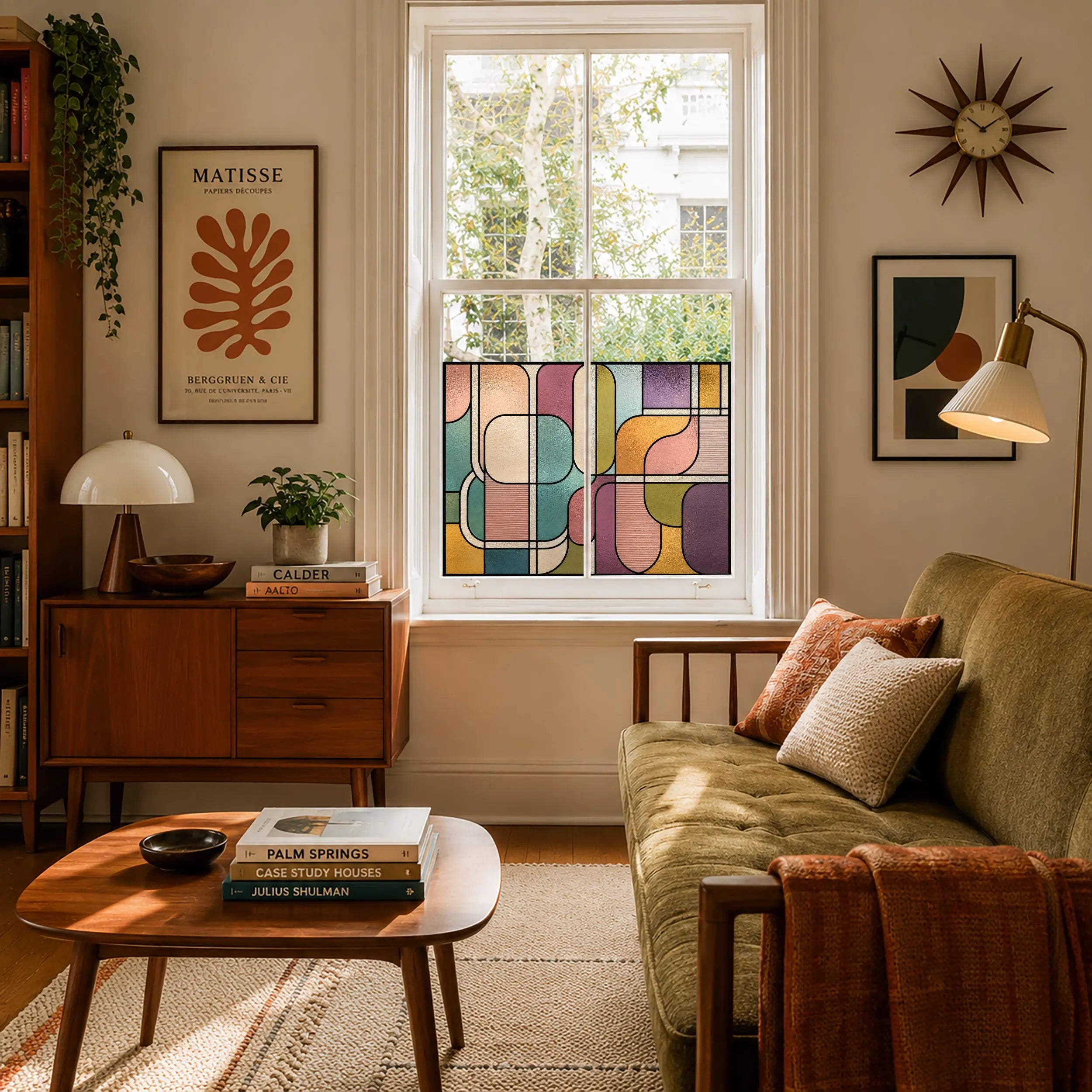 Made to measure stained glass effect window film for windows and glass doors