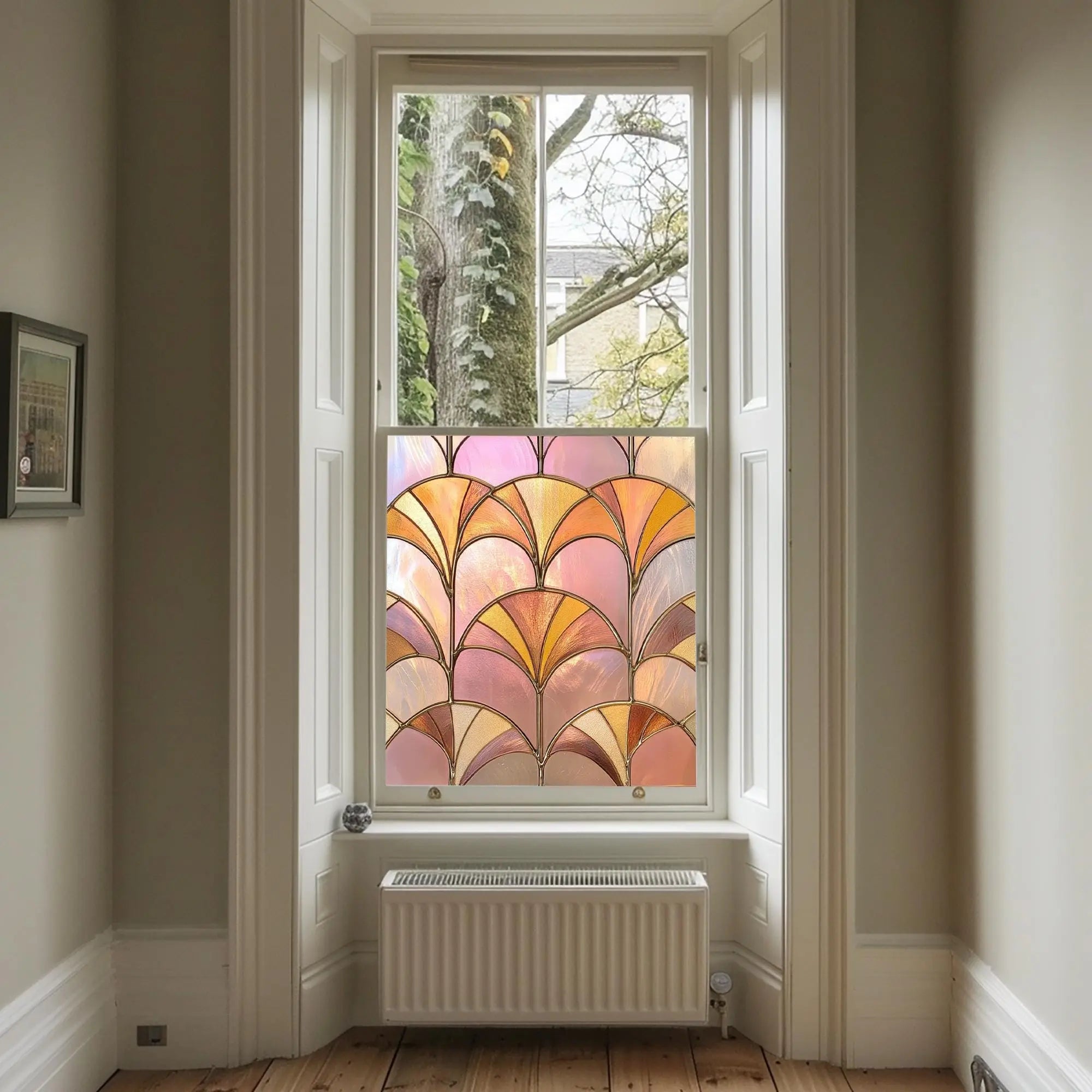 Stained Glass Privacy Window Film Pink Fan Creative Windows
