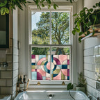 Privacy Window Film Retro Geometric Stained Glass Effect