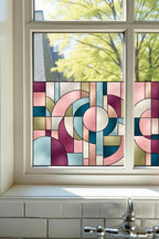Privacy Window Film Pink and Teal Art Deco Circles