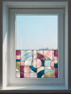 Privacy Window Film Art Deco Geometric Stained Glass Effect