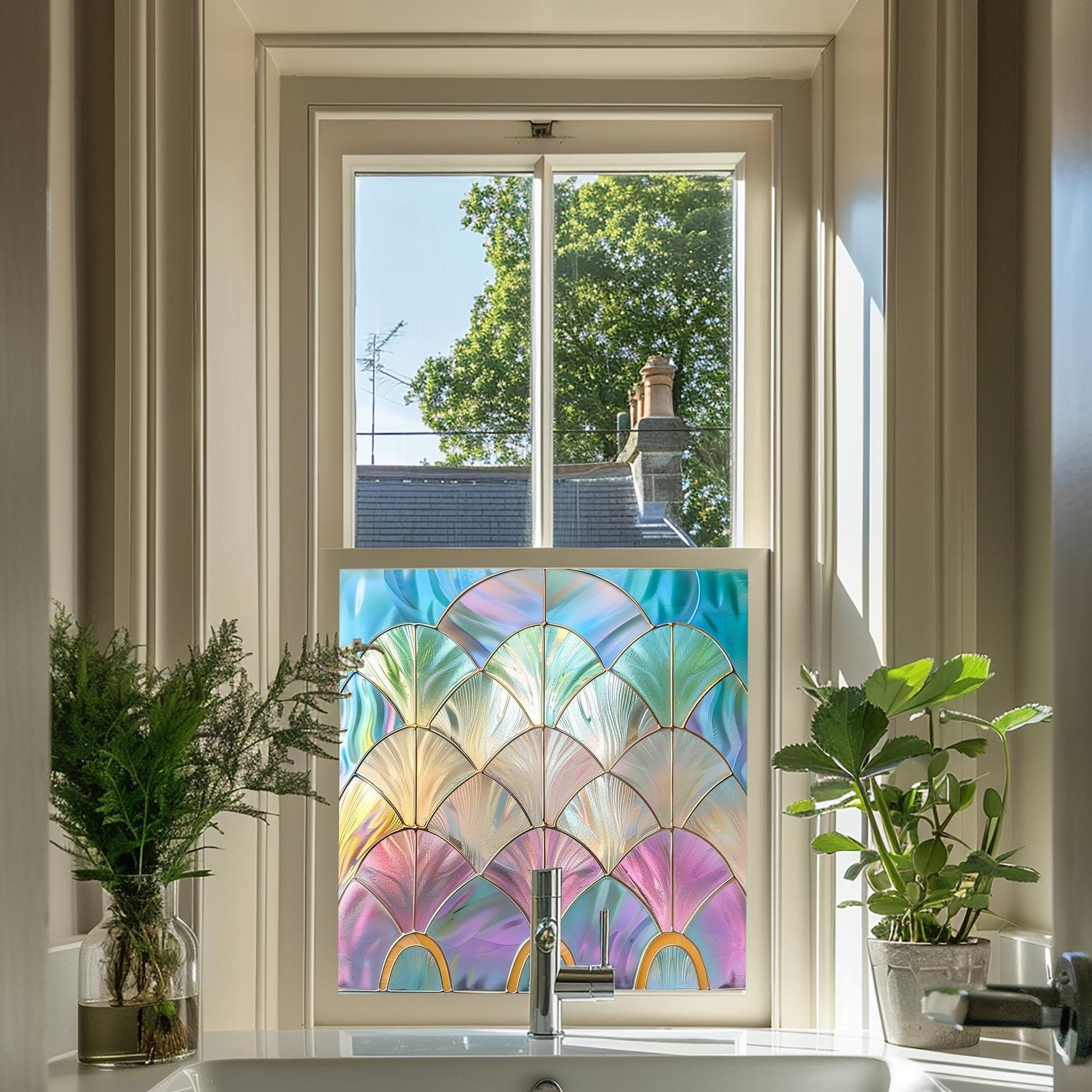 Rainbow Coloured Window Film, Privacy Window Film, Art Deco Window Film, Decorative Window Film, Stained Glass Window Film, Window Film Creative Windows