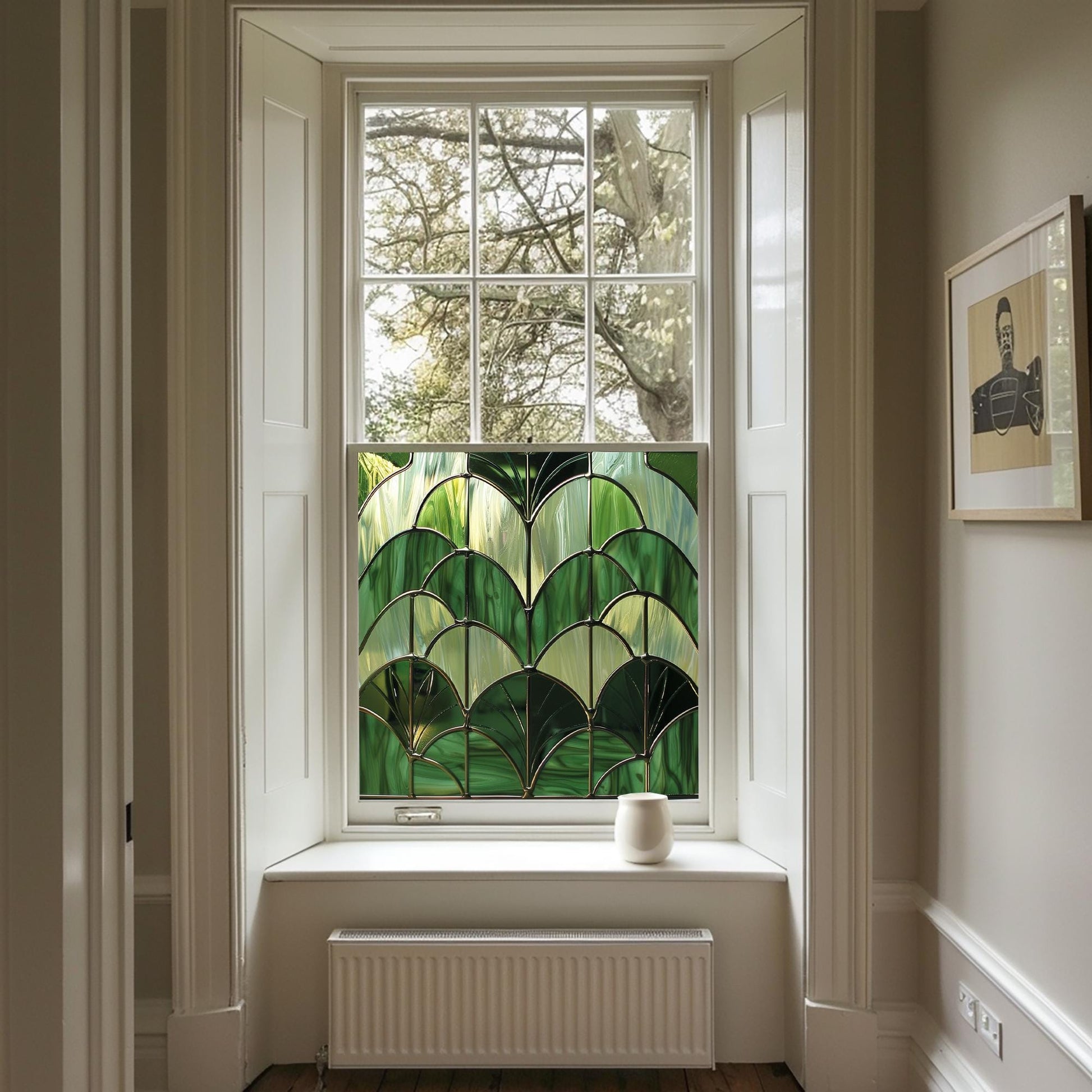 Green Window Film, Privacy Window Film, Art Deco Window Film, Decorative Window Film, Window, Window Film, Stained Glass Window Film Creative Windows