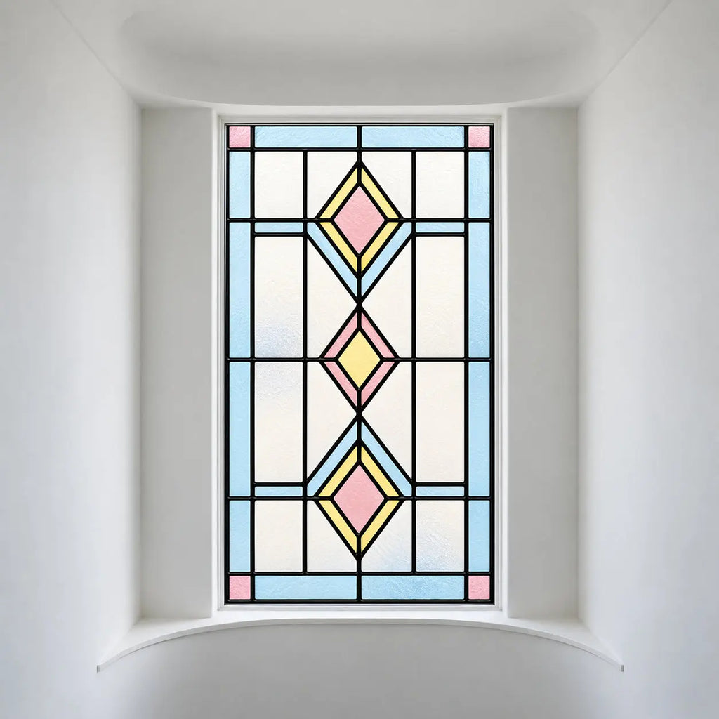 Privacy Window Film Pastel Diamond Stained Glass