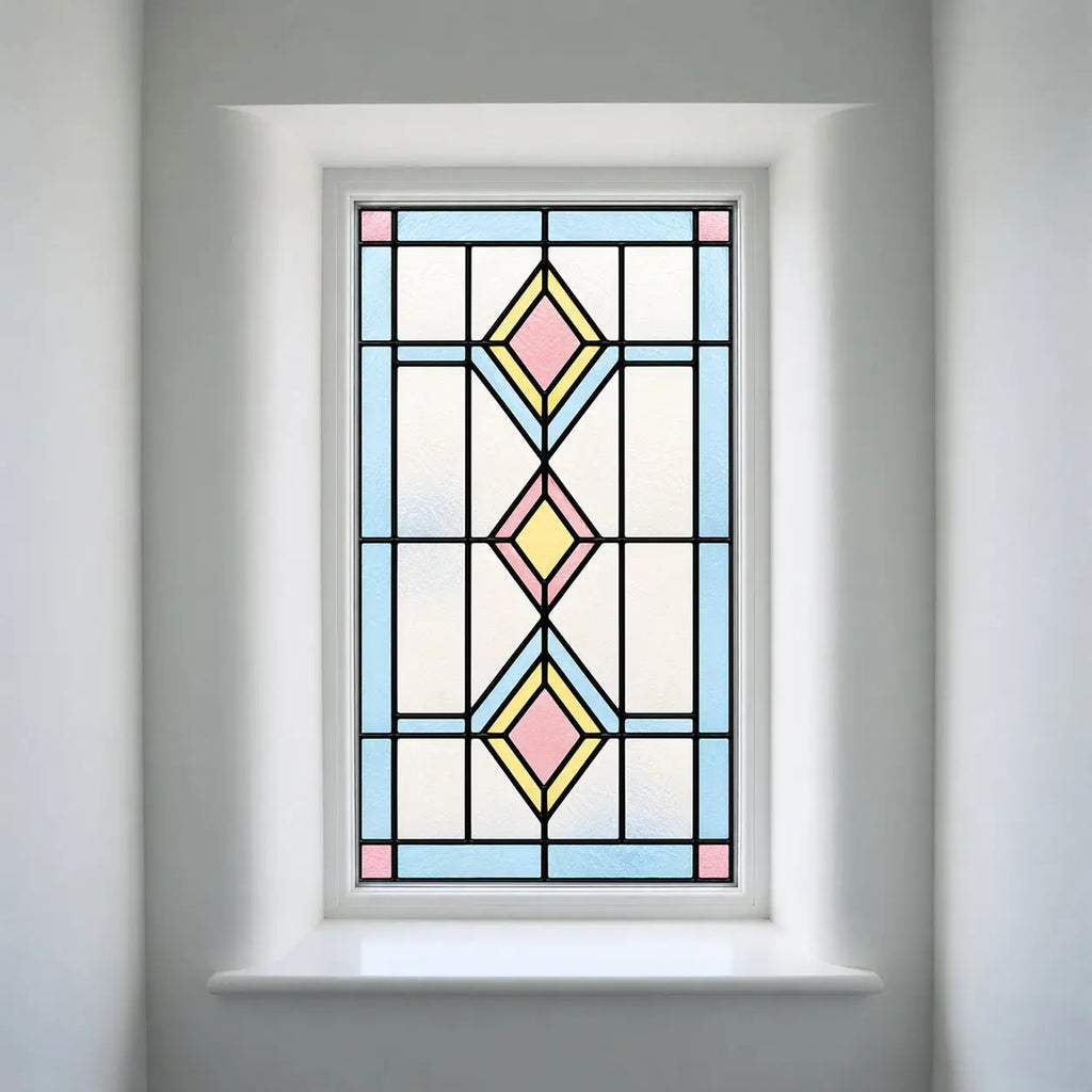 Privacy Window Film Pastel Diamond Stained Glass