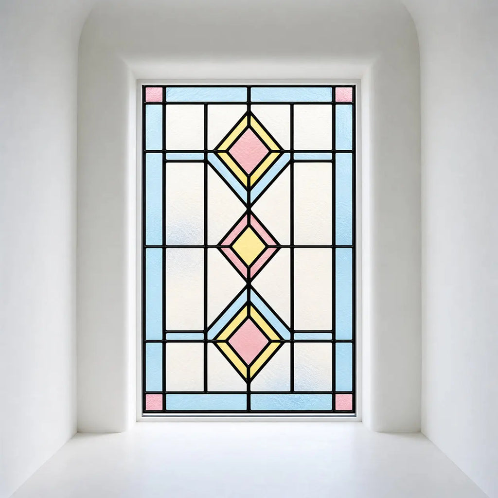 Privacy Window Film Pastel Diamond Stained Glass