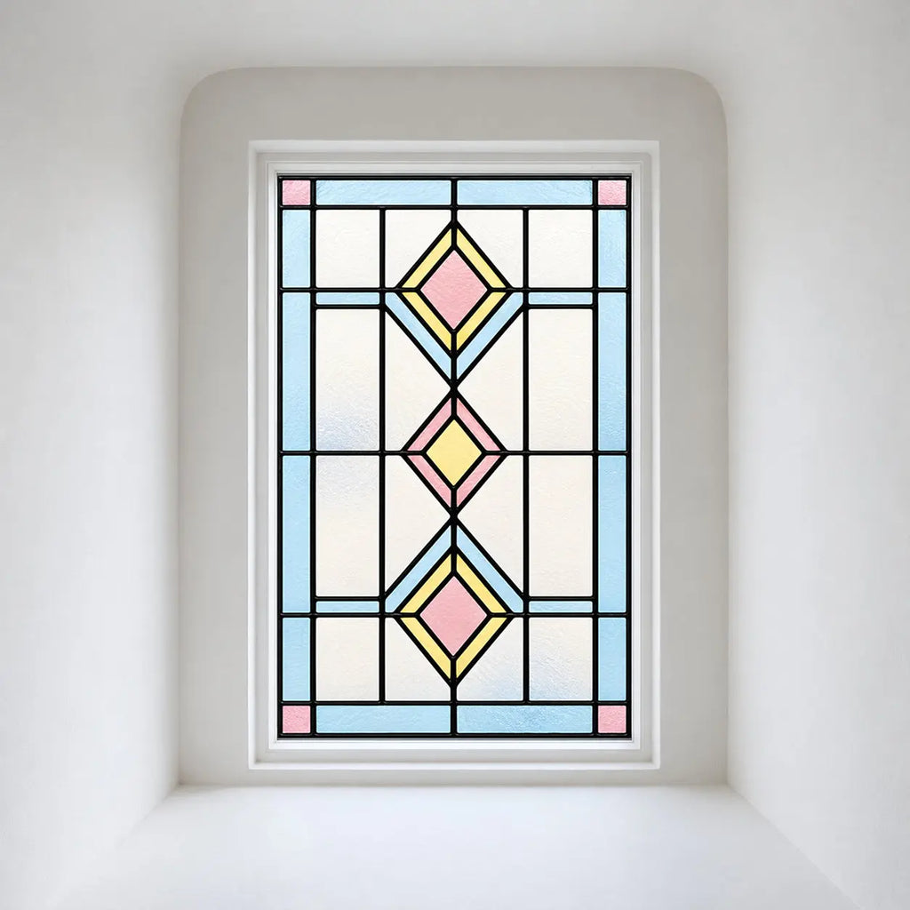 Privacy Window Film Pastel Diamond Stained Glass