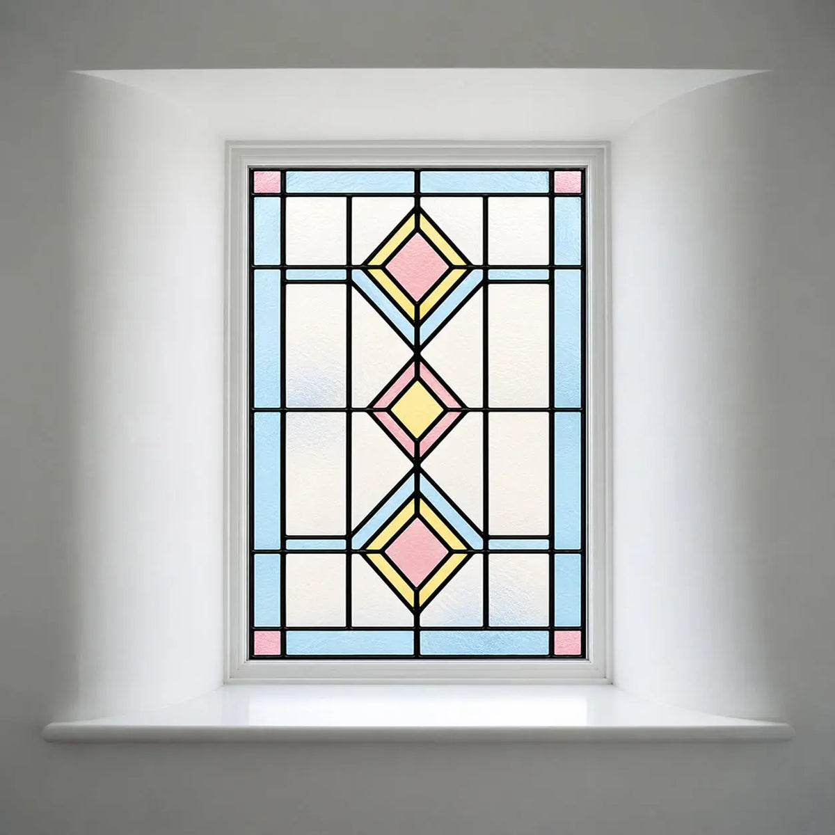 Privacy Window Film Pastel Diamond Stained Glass
