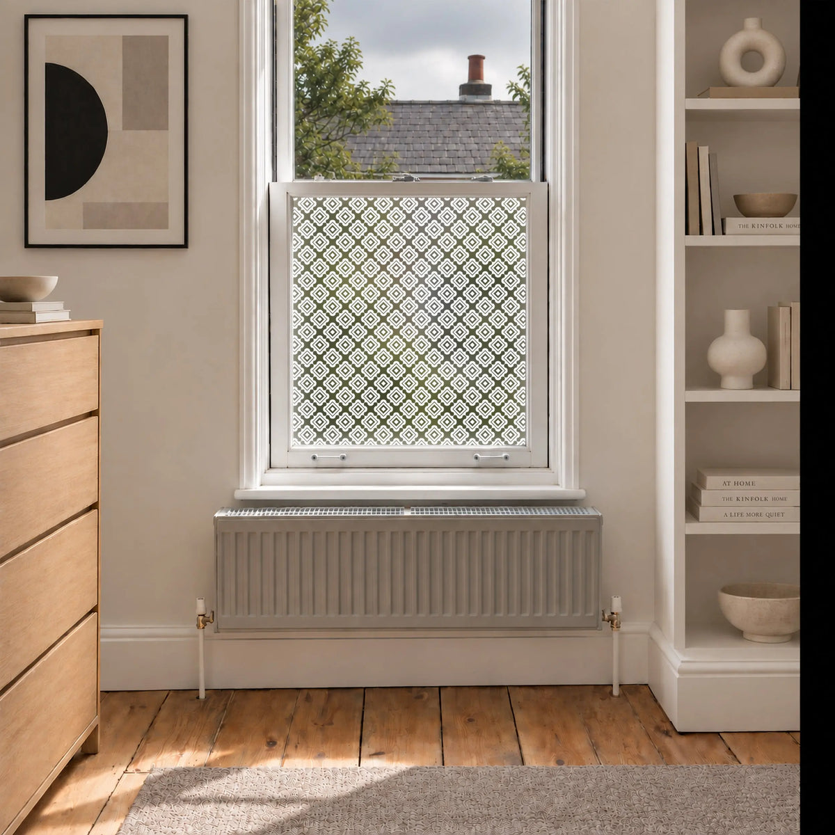 Privacy Window Film Ornate Diamond Geometric Static Cling