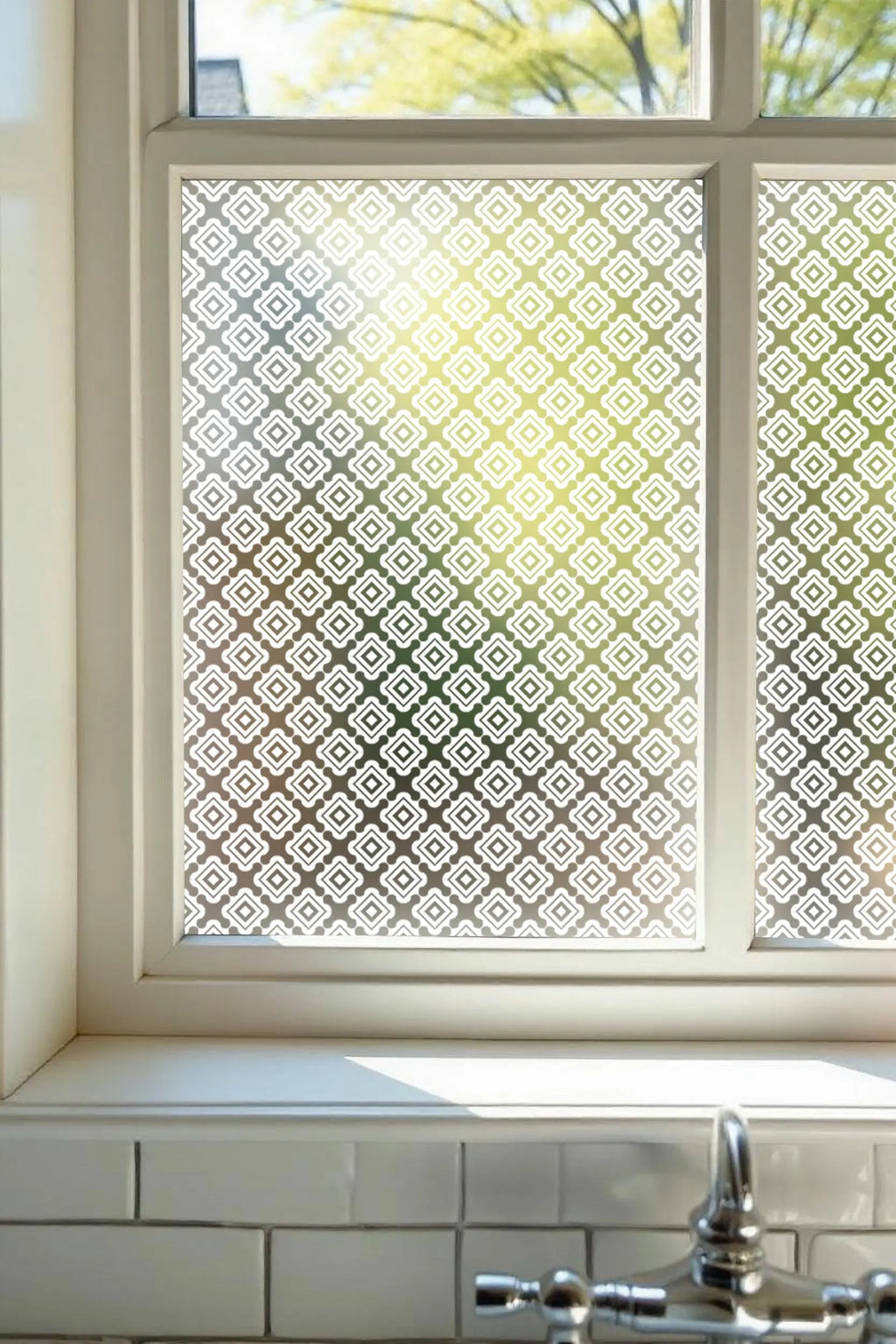 Privacy Window Film Ornate Diamond Geometric Static Cling