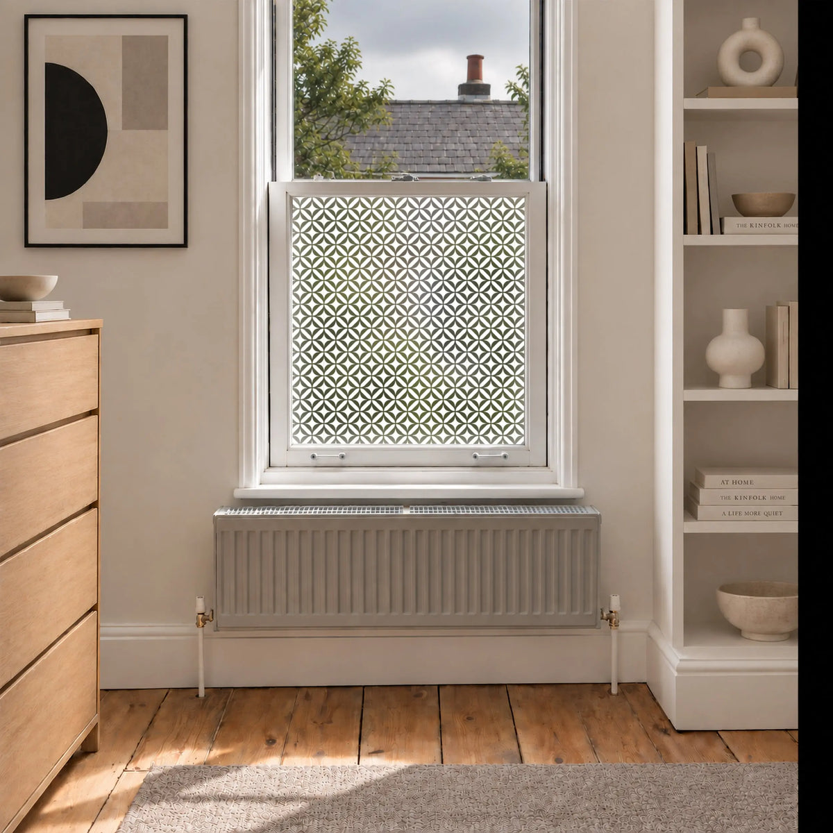 Privacy Window Film Geometric Petal Frosted Glass Design