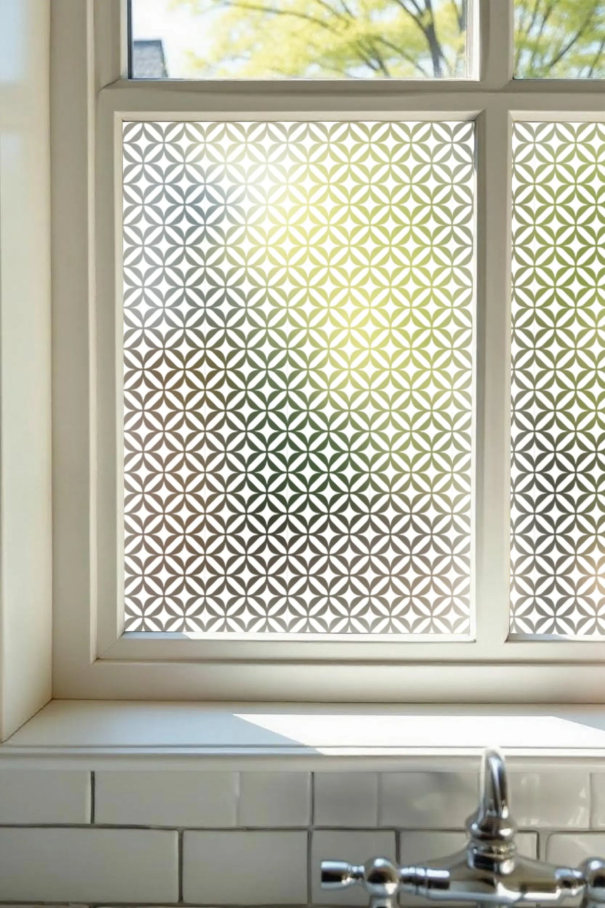 Privacy Window Film Geometric Petal Frosted Glass Design