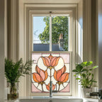 Art Deco Privacy Window Film. Decorative Stained Glass Window Covering Creative Windows