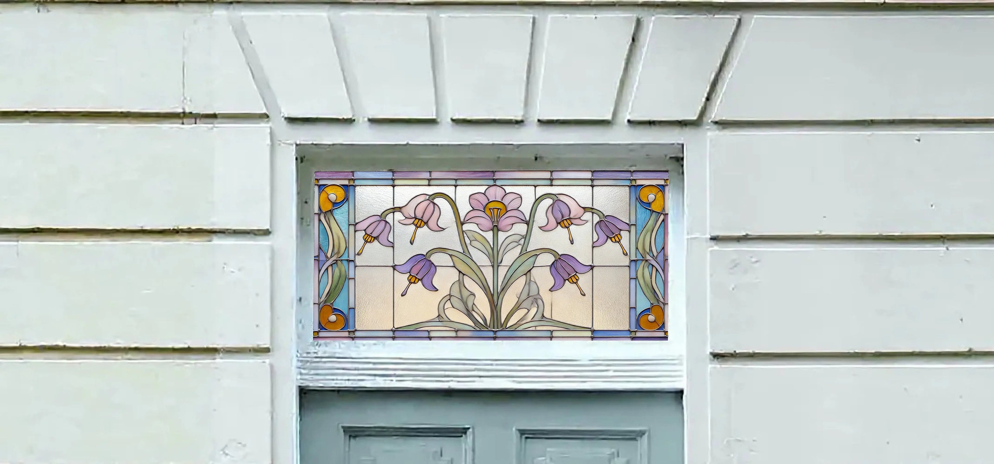 Cusago Art Nouveau Floral Transom Window Film Creative Windows