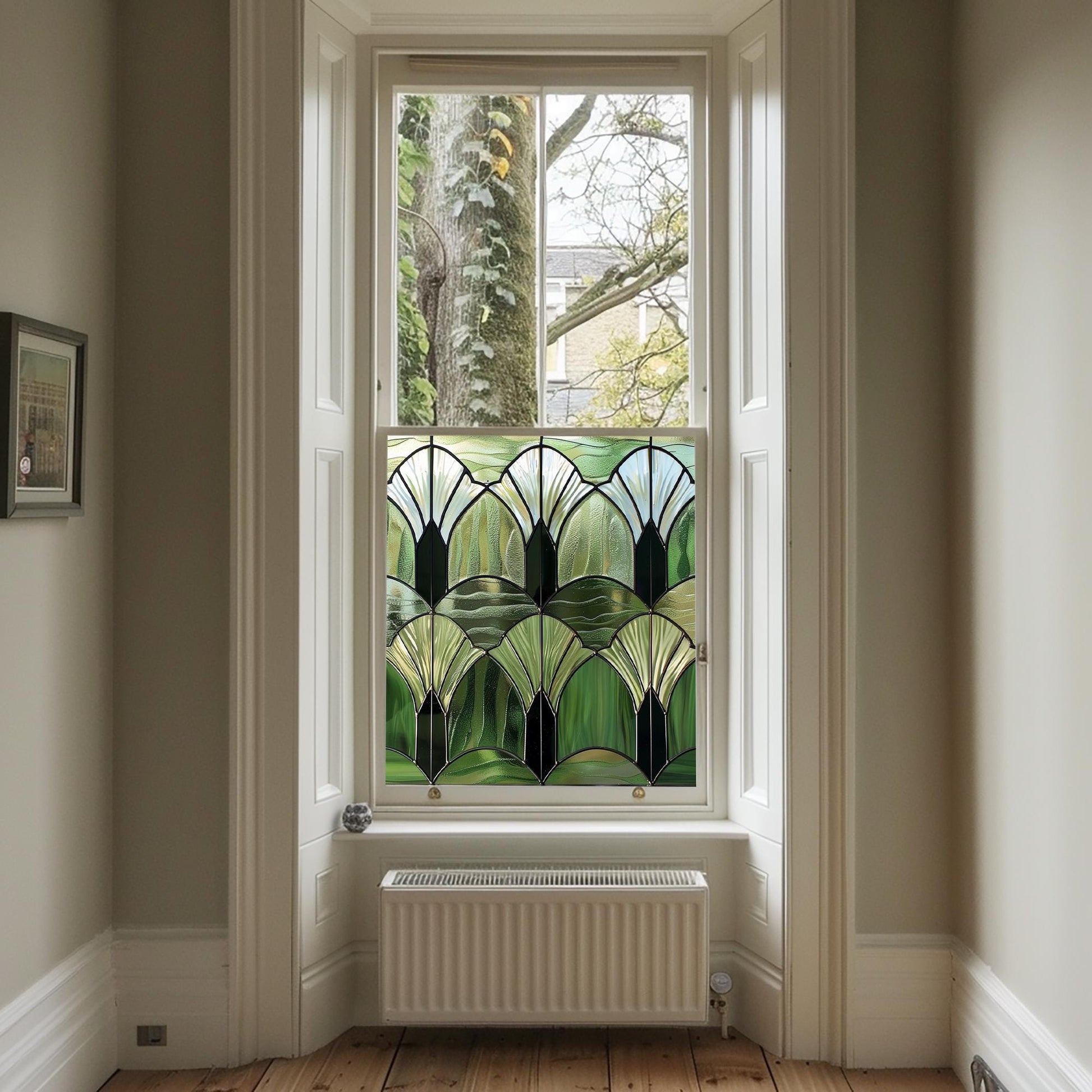 Green Window Film, Privacy Window Film, Art Deco Window Film, Decorative Window Film, Front Door Window Film, Stained Glass Window Film Creative Windows