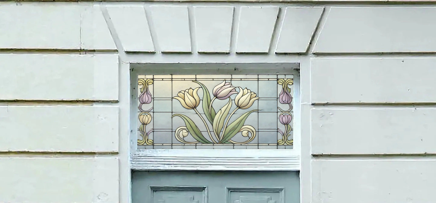 Cursi Floral Stained Glass Transom Window Film Creative Windows