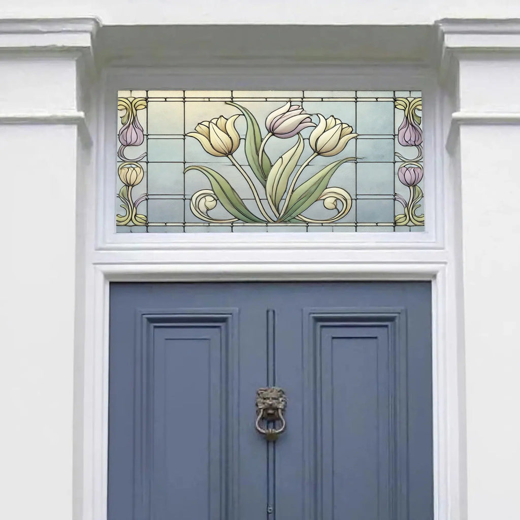 Cursi Floral Stained Glass Transom Window Film Creative Windows