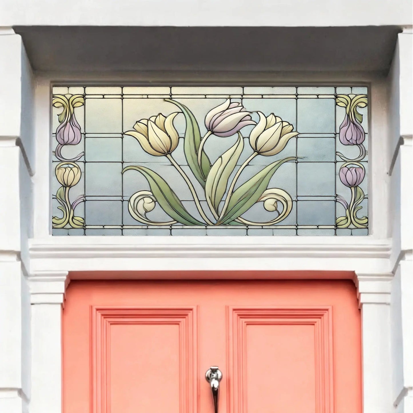 Cursi Floral Stained Glass Transom Window Film Creative Windows