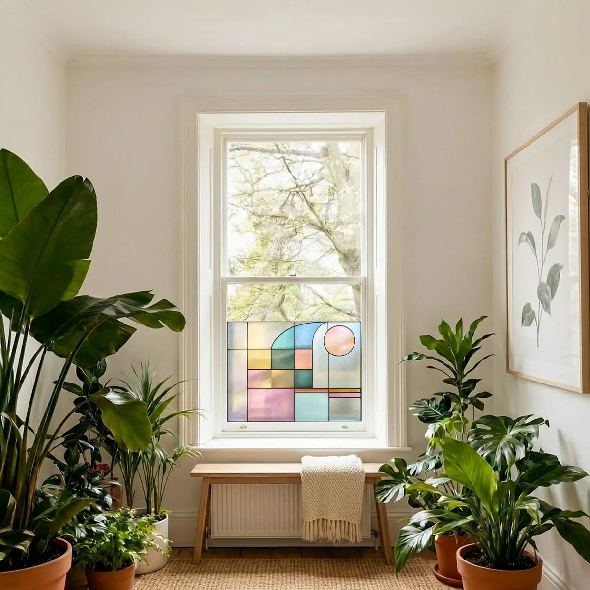 Privacy Window Film Colour Block Stained Glass
