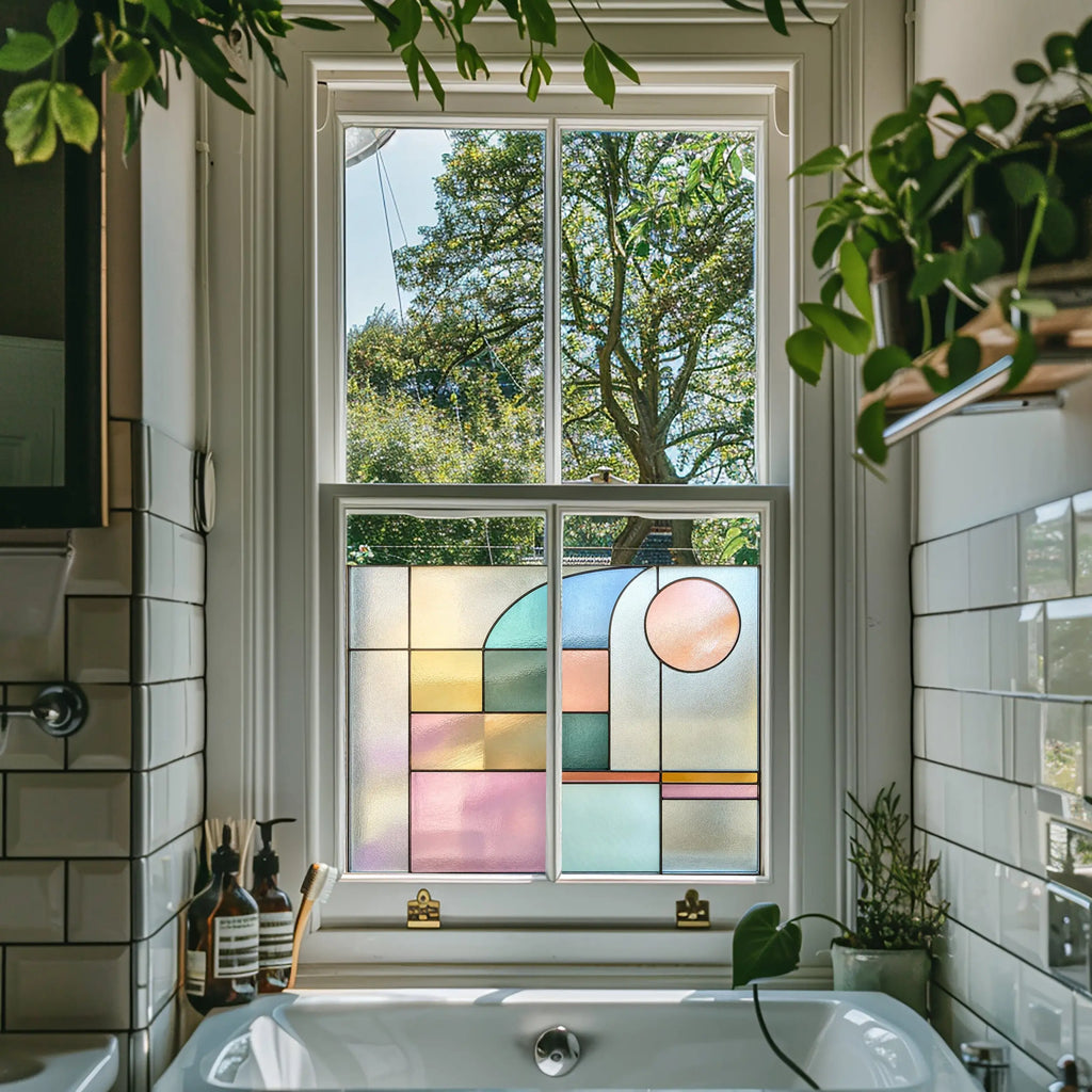 Privacy Window Film Colour Block Stained Glass