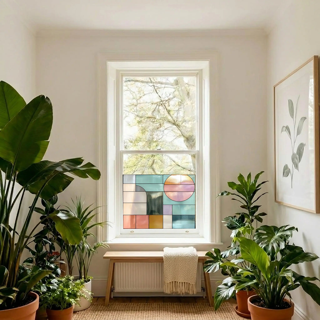 Privacy Window Film Mid Century Stained Glass