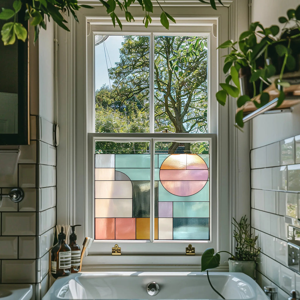 Privacy Window Film Mid Century Stained Glass