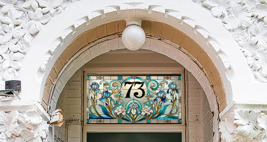 Curinga Transom Window Privacy Film – Stained Glass Art Nouveau Flowers Creative Windows