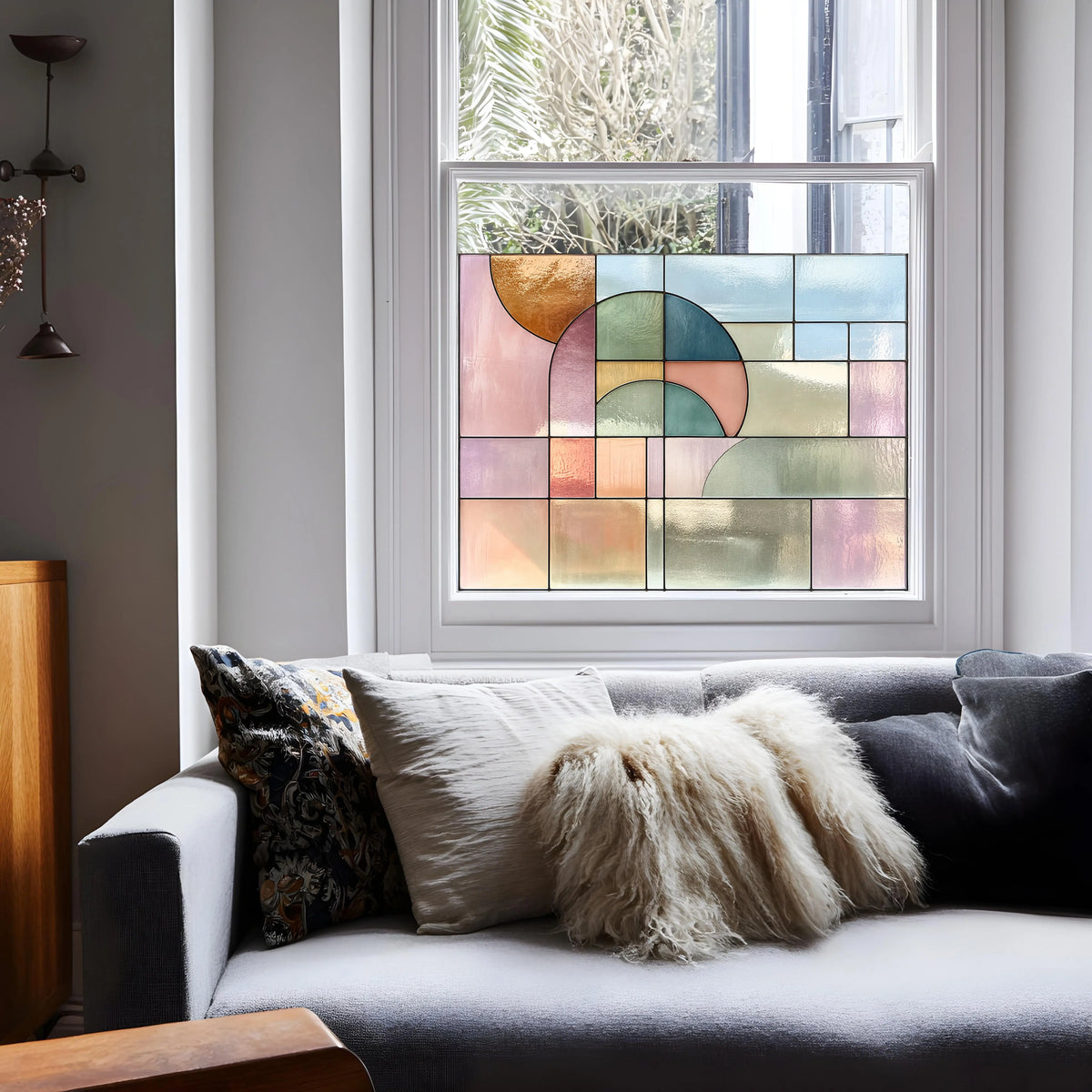 Privacy Window Film Pastel Arch Stained Glass