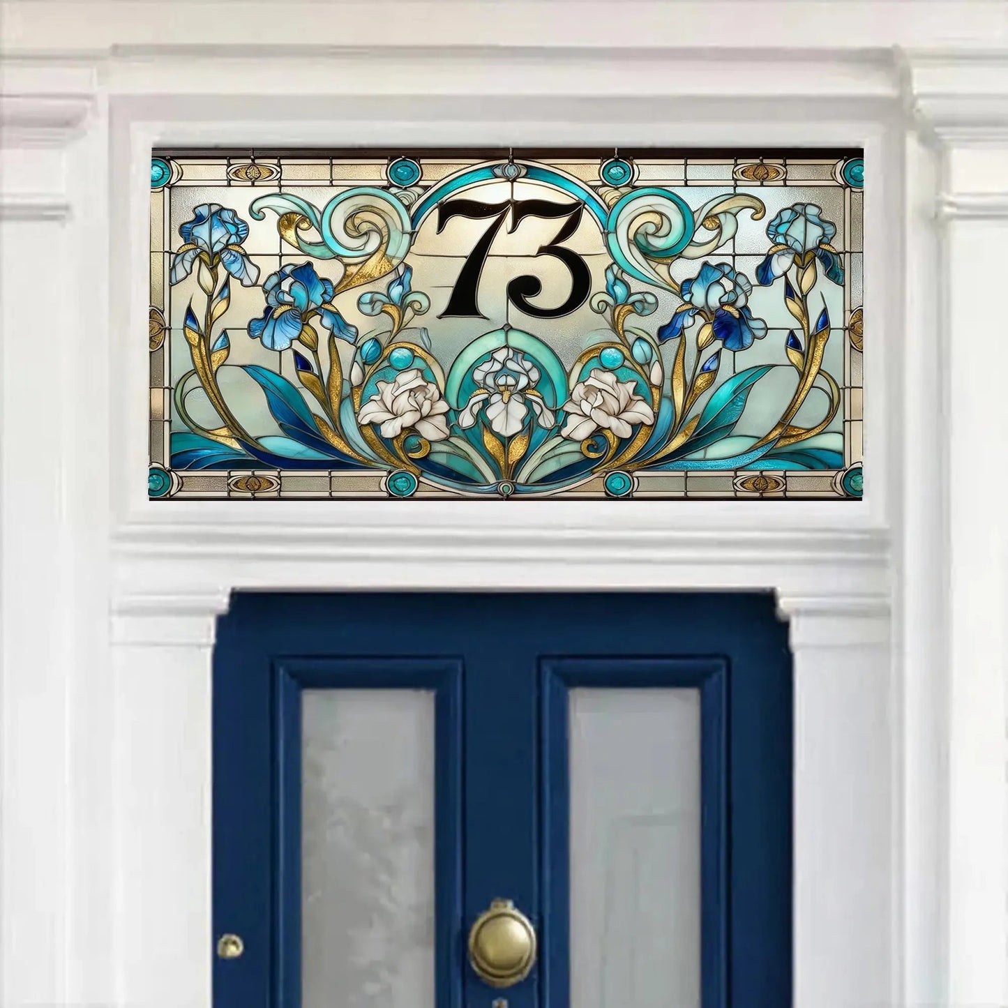 Curinga Transom Window Privacy Film – Stained Glass Art Nouveau Flowers Creative Windows