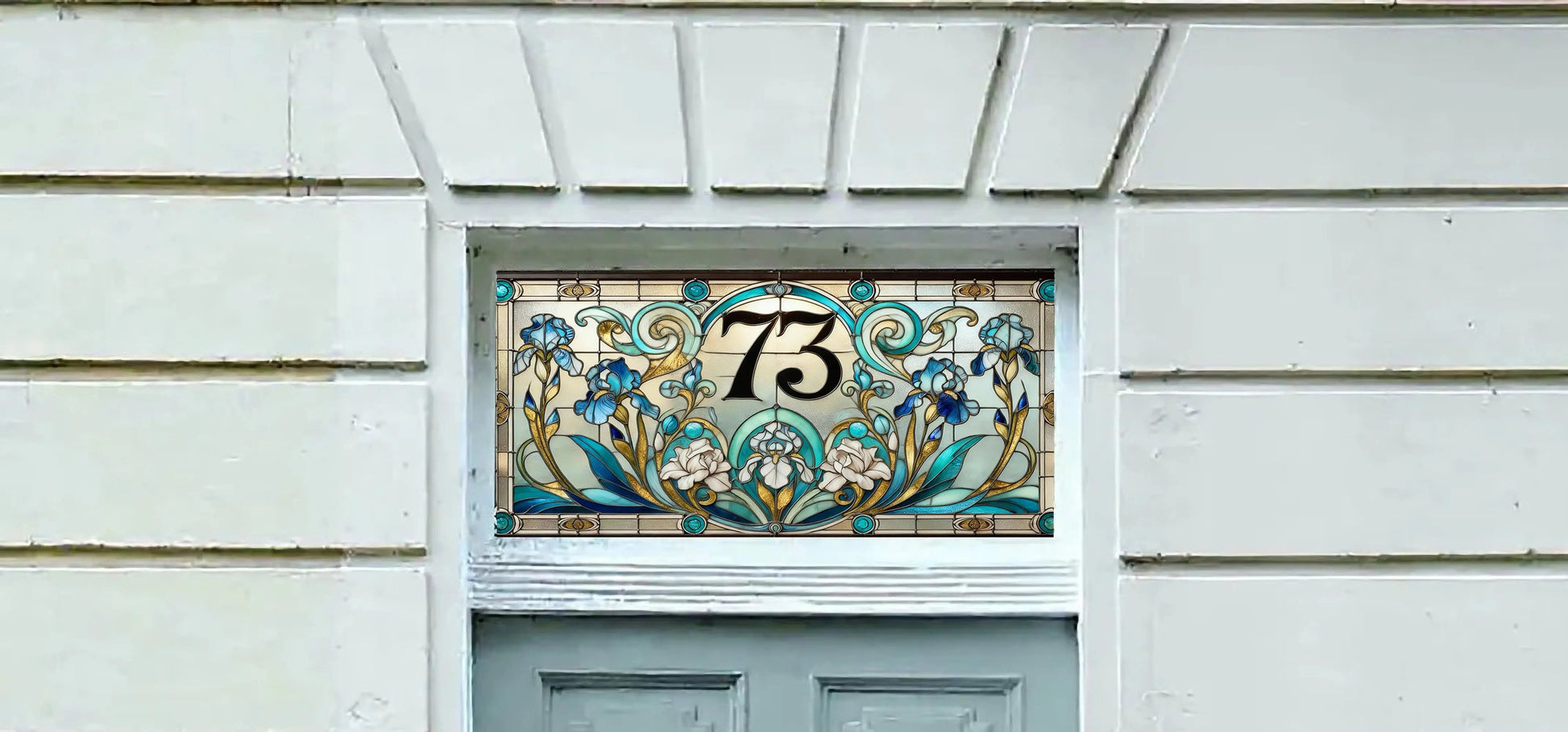 Curinga Transom Window Privacy Film – Stained Glass Art Nouveau Flowers Creative Windows