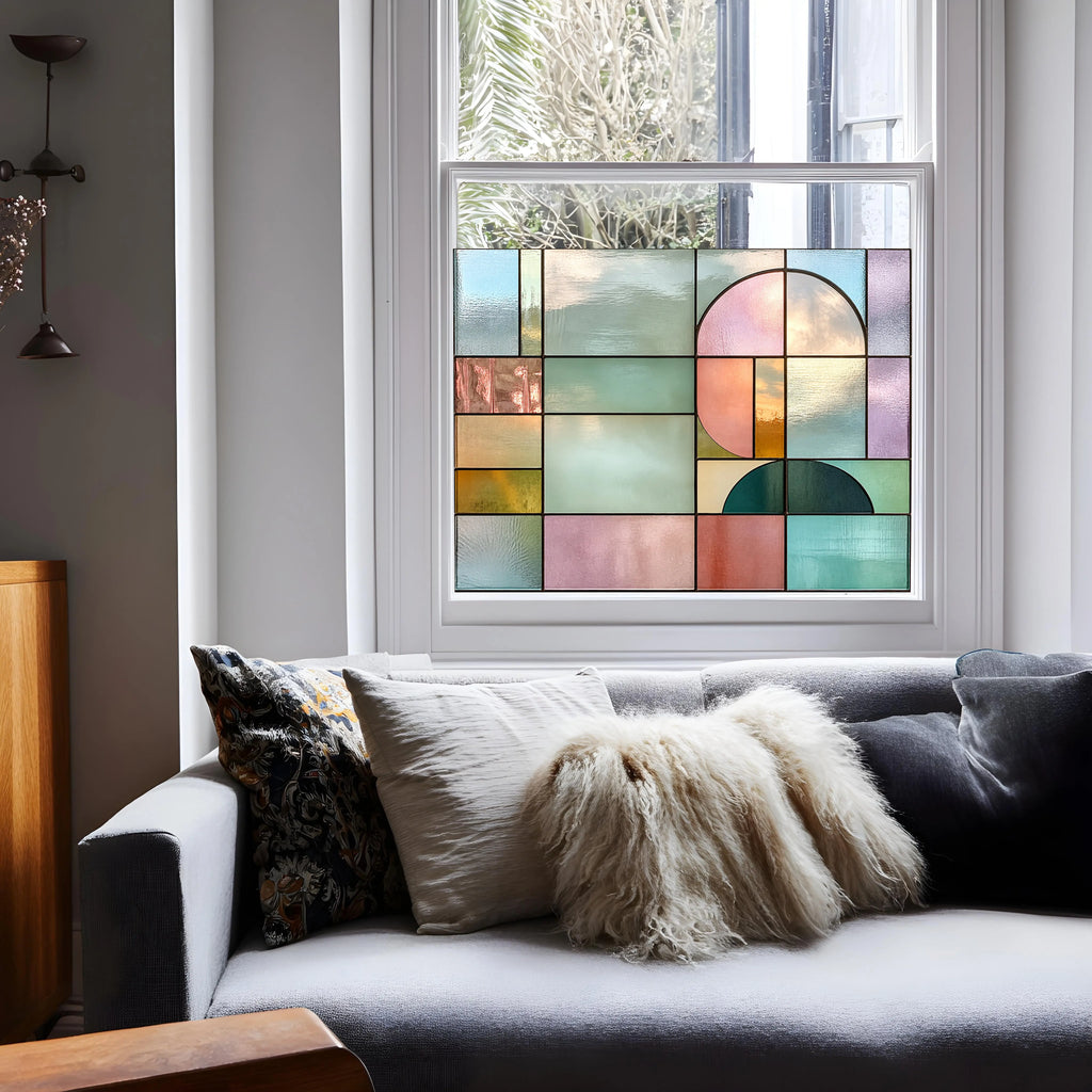 Privacy Window Film Pastel Geometric Stained Glass