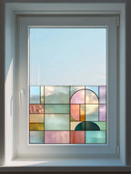 Privacy Window Film Pastel Geometric Stained Glass