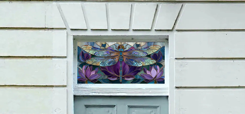 Cunico Dragonfly and Lotus Transom Window Film Creative Windows