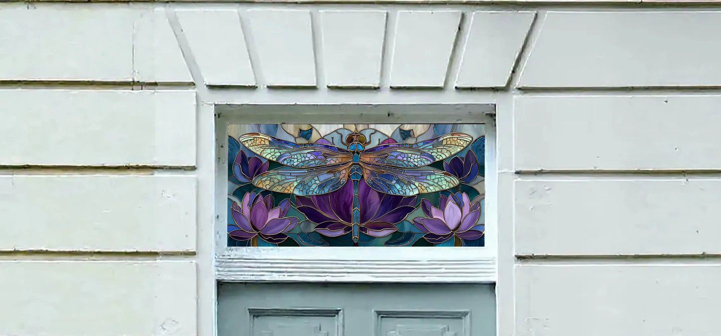 Cunico Dragonfly and Lotus Transom Window Film Creative Windows