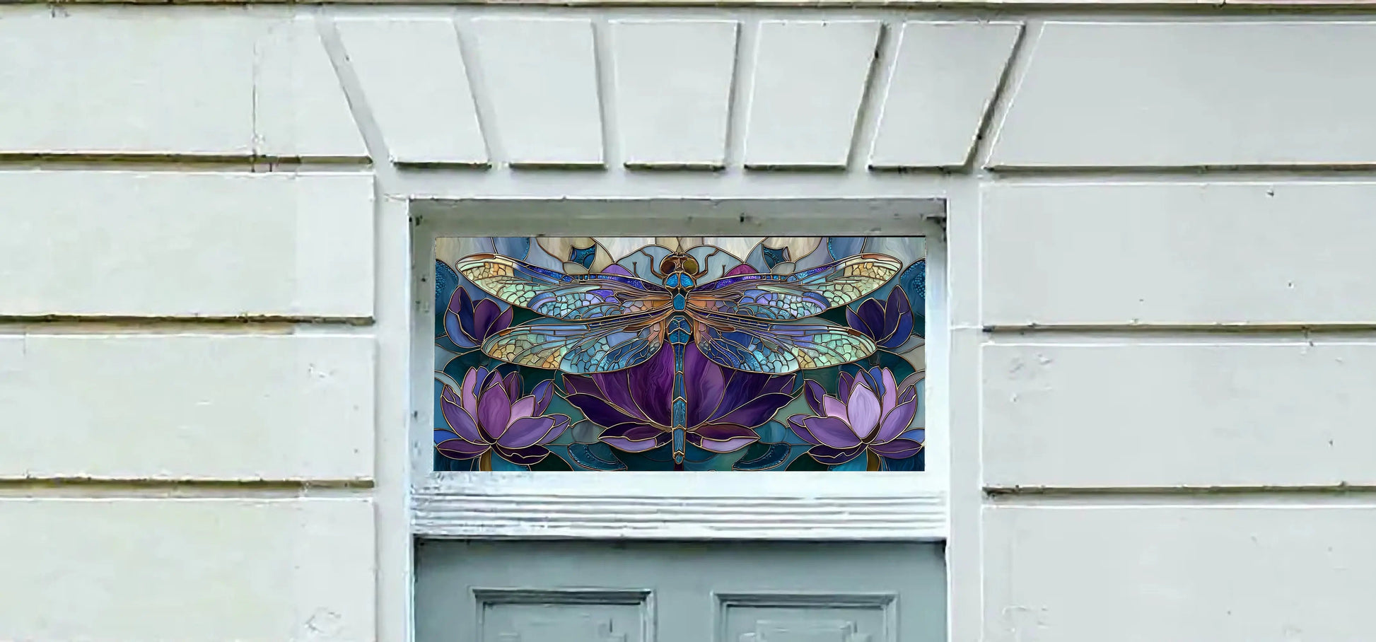Cunico Dragonfly and Lotus Transom Window Film Creative Windows