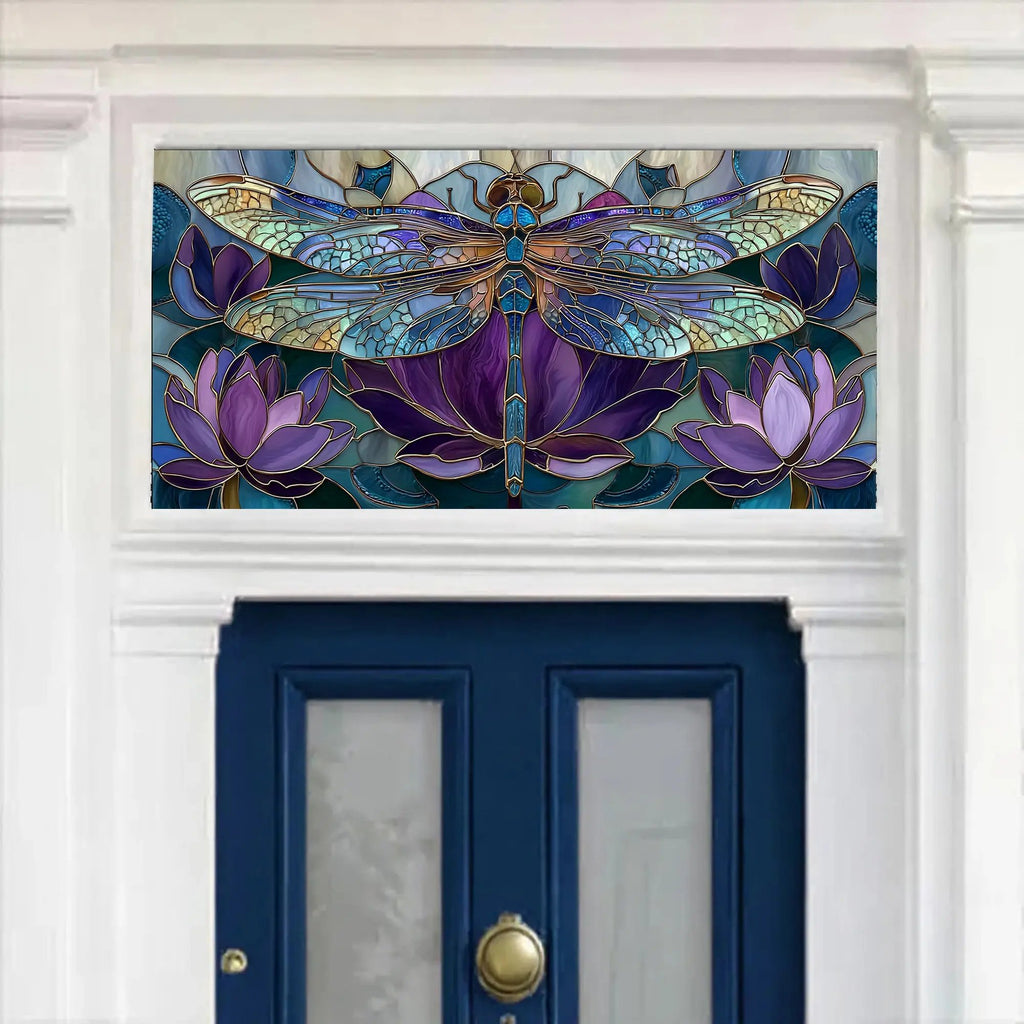 Cunico Dragonfly and Lotus Transom Window Film Creative Windows