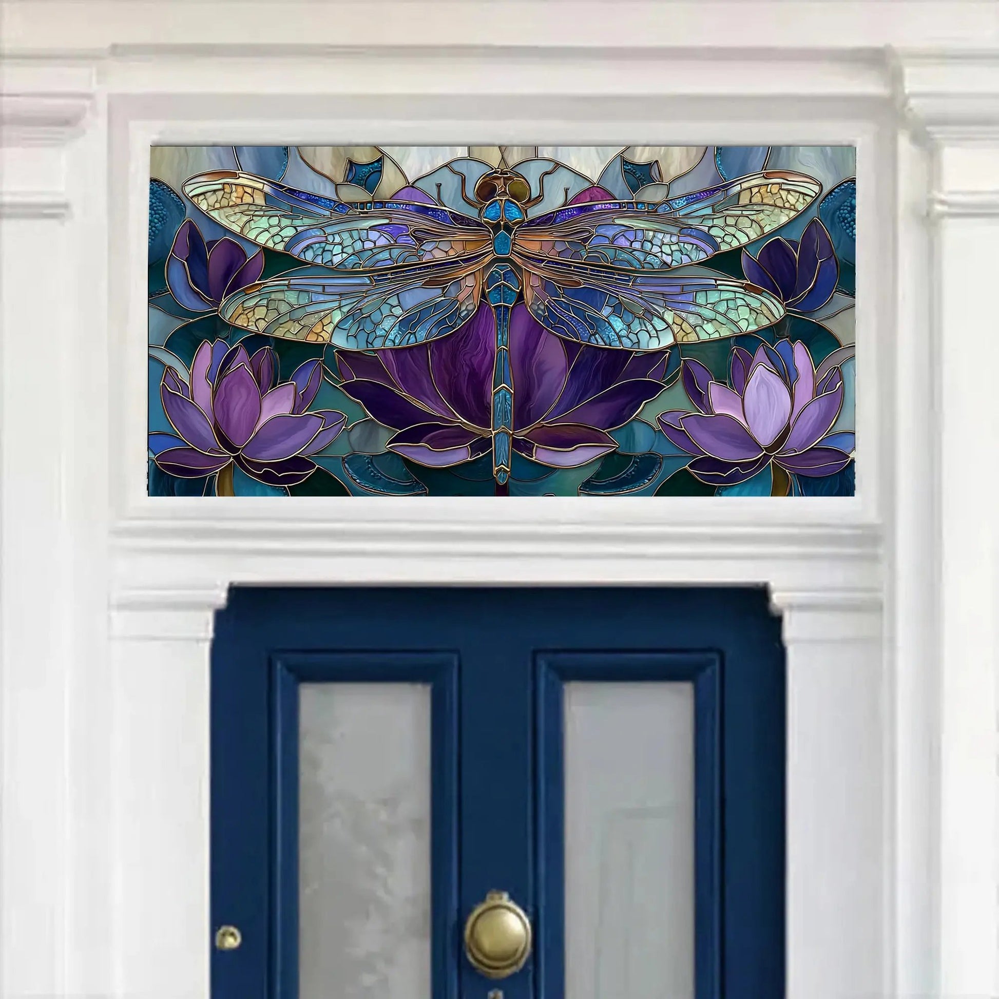 Cunico Dragonfly and Lotus Transom Window Film Creative Windows