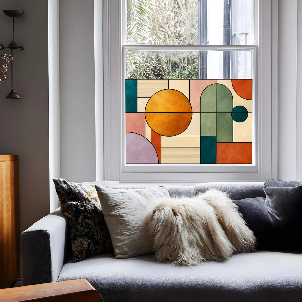 Privacy Window Film Mid Century Geometric Circles and Arches