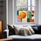 Privacy Window Film Mid Century Geometric Circles and Arches