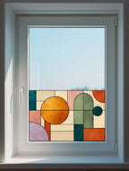 Privacy Window Film Mid Century Geometric Circles and Arches