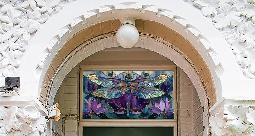 Cunico Dragonfly and Lotus Transom Window Film Creative Windows