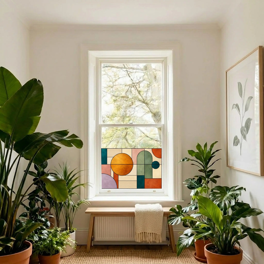 Privacy Window Film Mid Century Geometric Circles and Arches