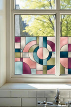 Privacy Window Film Retro Geometric Stained Glass Effect