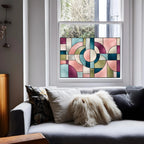 Privacy Window Film Retro Geometric Stained Glass Effect