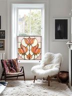 Art Deco Privacy Window Film. Decorative Stained Glass Window Covering Creative Windows