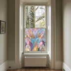 Stained Glass Privacy Window Film, Pastel Fan Design Creative Windows