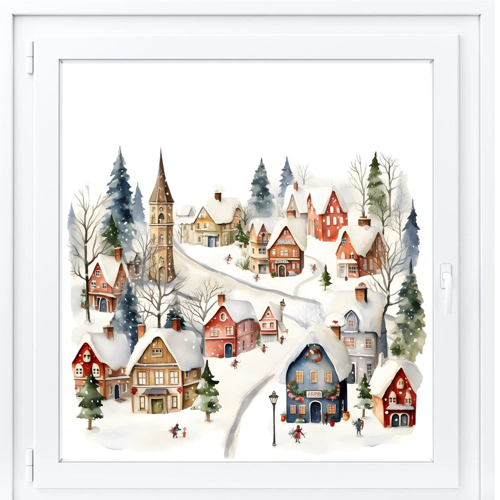 Double-Sided Christmas Window Sticker: Reusable Winter Scene Decal Creative Windows