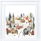 Double-Sided Christmas Window Sticker: Reusable Winter Scene Decal Creative Windows